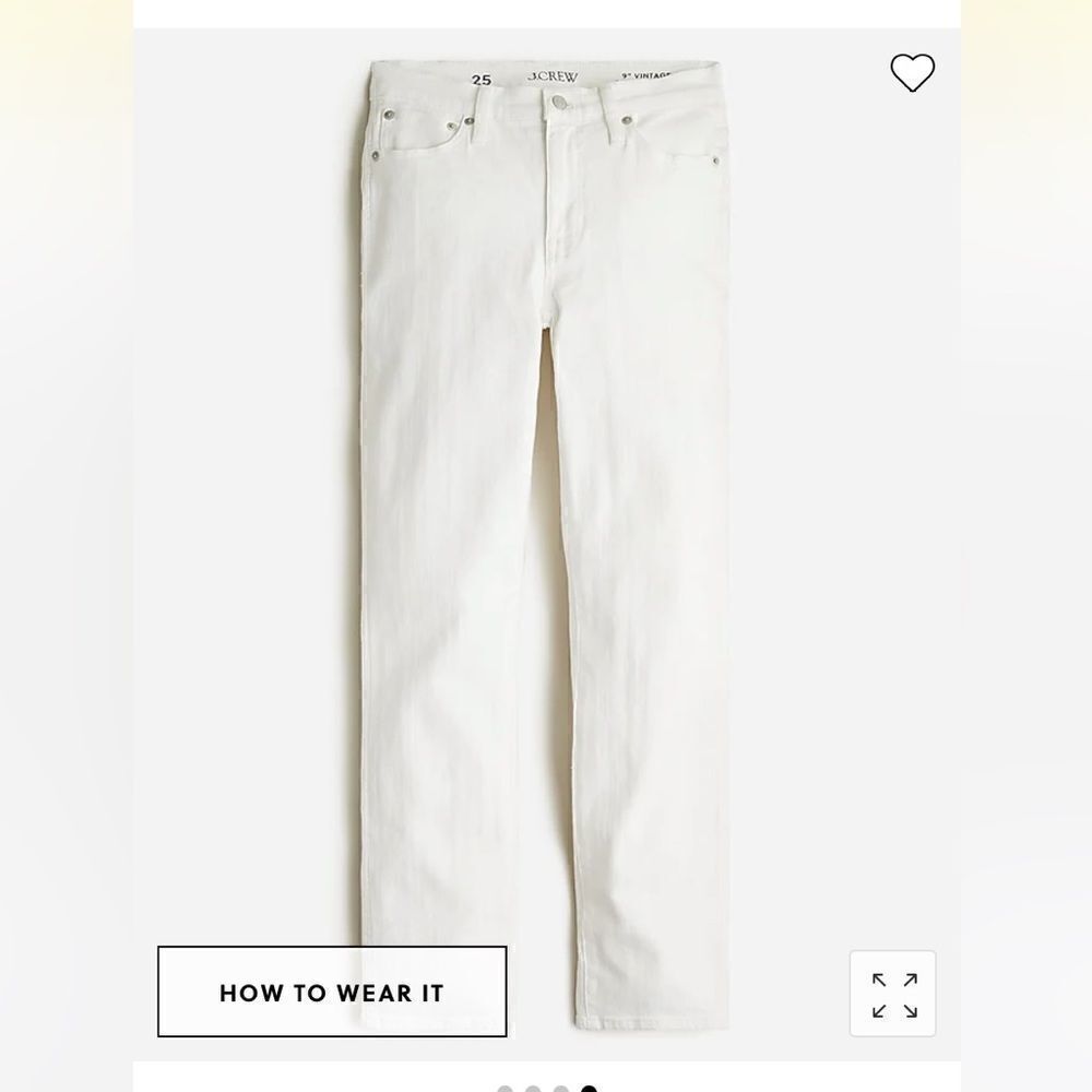 J. Crew 9" vintage slim-straight jean in white wash*